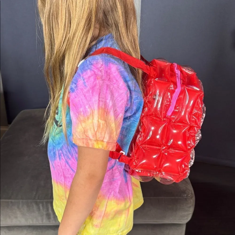 Red Inflatable Bubble BackPack Foam Ball New in Packaging One Size
